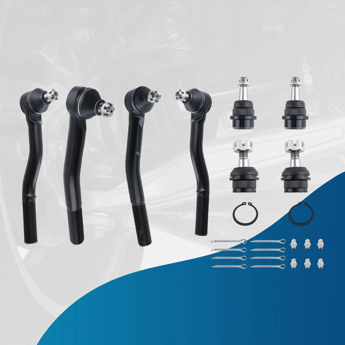 Set of 4 Front Upper Lower Ball Joints Tie Rod Ends for Jeep Grand Cherokee (1999–2004)