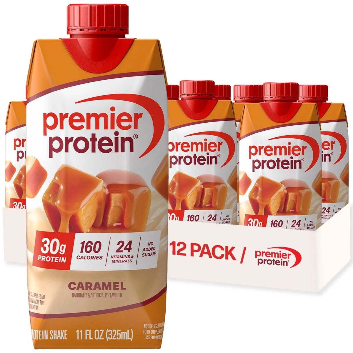 Pack of 12 Premier Protein Shake, Caramel, 30g Protein, 11 Fl Oz