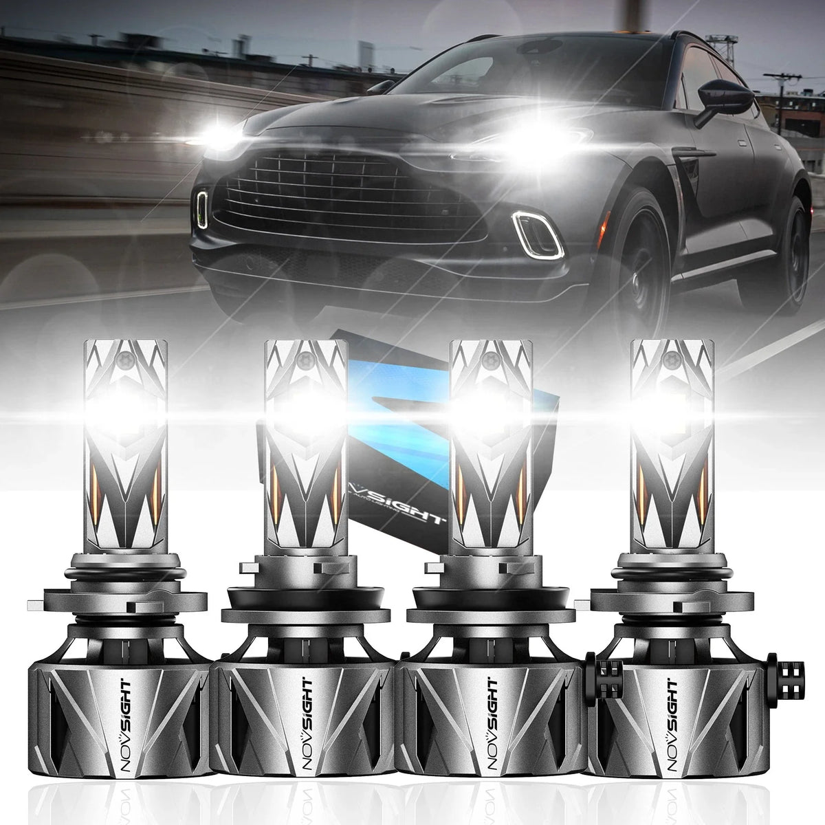 Set of 4 NOVSIGHT 9005 H11 LED Headlight Bulbs 6500K 60000LM for Vehicles