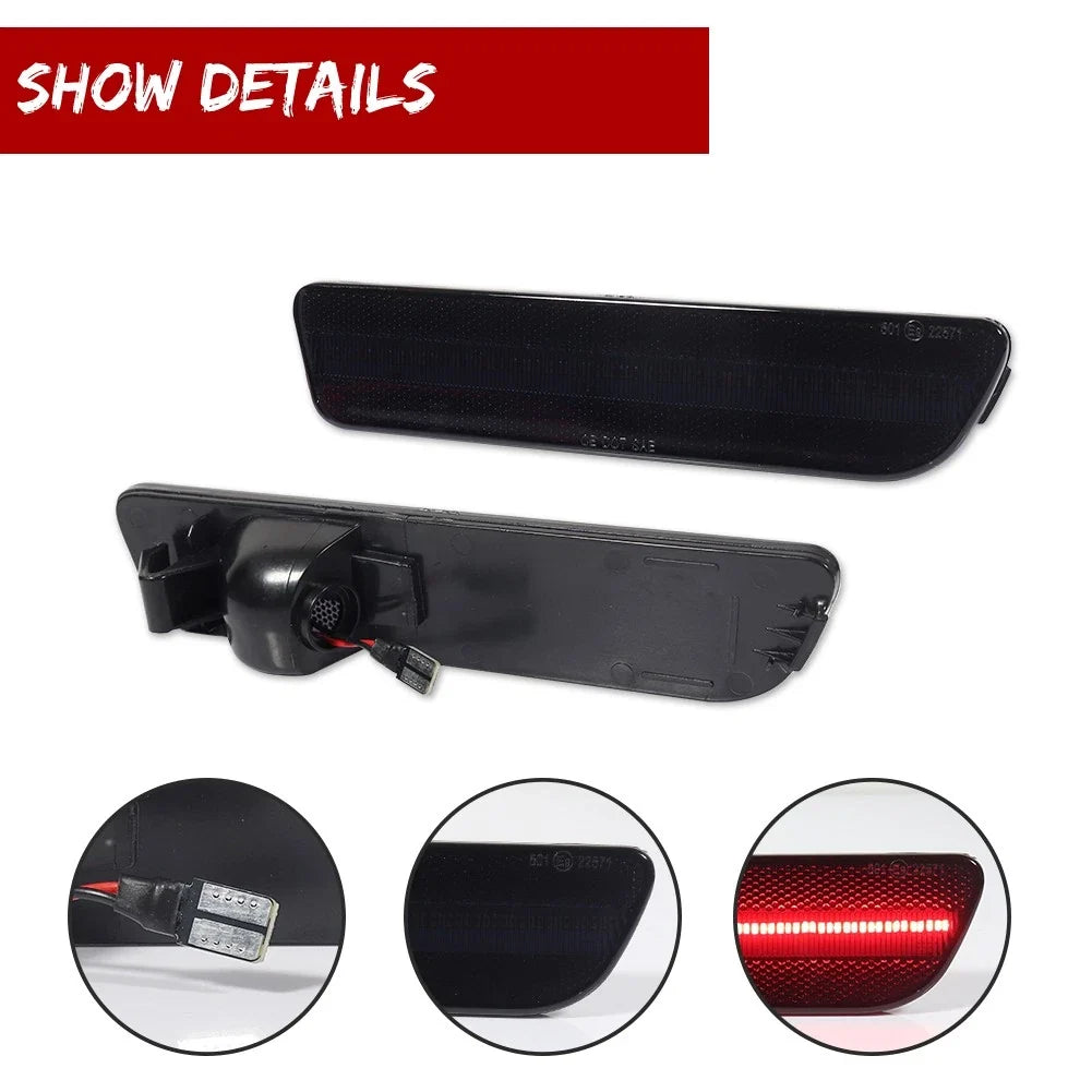 3X Smoke Red LED Third Brake & Rear Side Marker Lamps for Ford Mustang (2005–2009)
