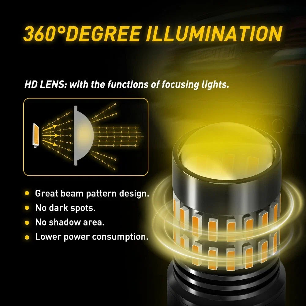 2X 3157 LED Yellow Amber Turn Signal Blinker Bulb for