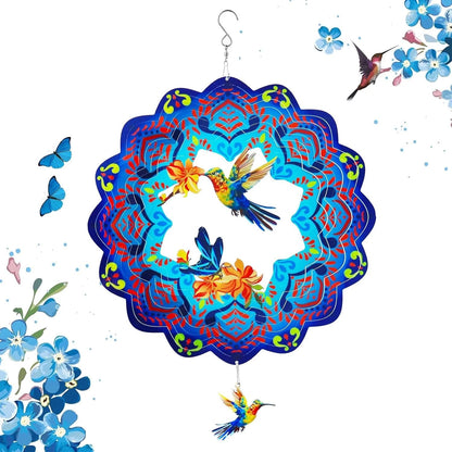 12" Hummingbird Wind Spinner with 360° Swivel Hook for Yard and Garden