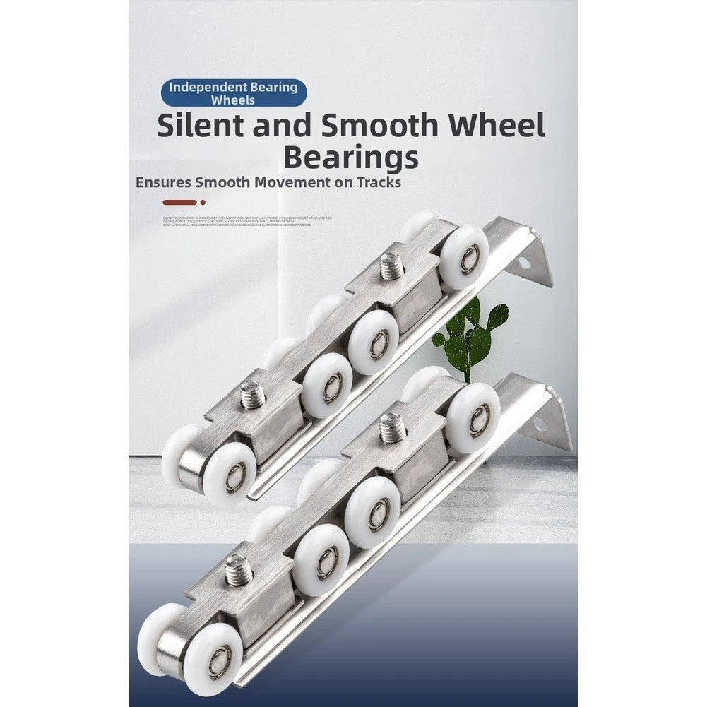 Set of 4 Sliding Door Pulleys for - Stainless Steel, Silent Nylon Wheel