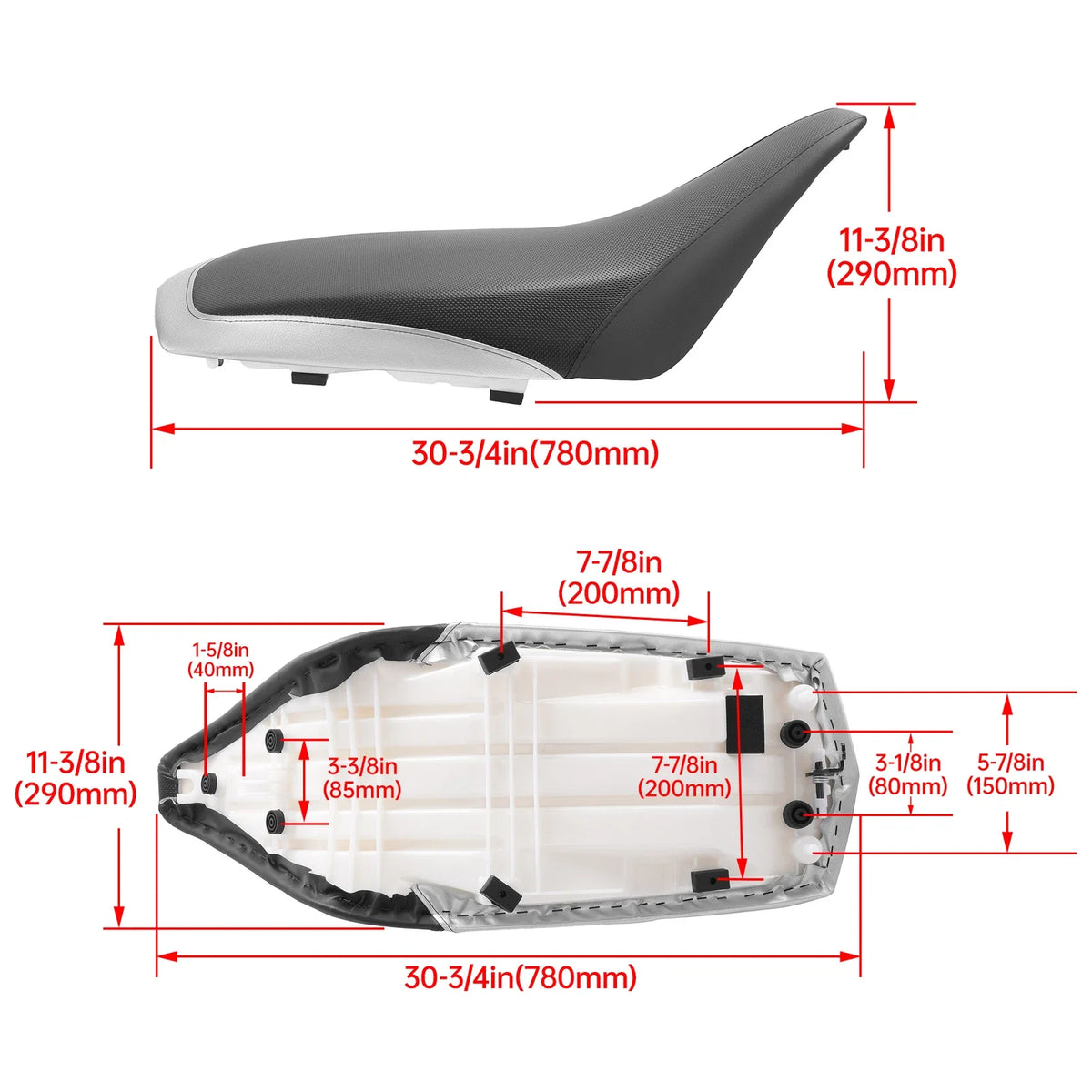 Complete Seat for Yamaha Raptor 660R (2001–2005) - Plastic Black Silvery