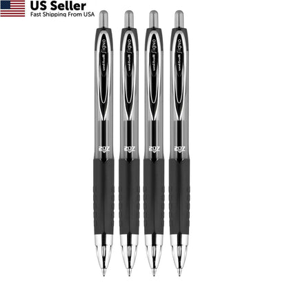 Set of 4 Uni-Ball 207 Retractable Gel Pens, Bold Point, Black