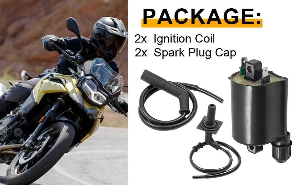 2 Sets of Ignition Coil & Spark Plug Cap for Honda Shadow 1100 VT1100 (1987–2007)