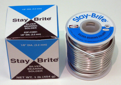 1 lb Stay Brite Silver Bearing Solder 1/8" Spool for Automotive Use