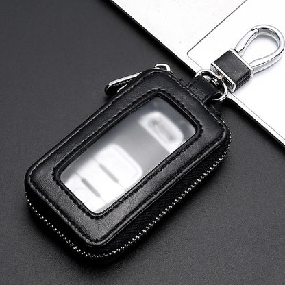 2X Leather Car Remote Key Fob Zipper Wallet Holder Case Cover