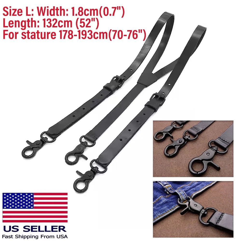 Vintage Leather H Back Suspenders for Men Jeans Suit