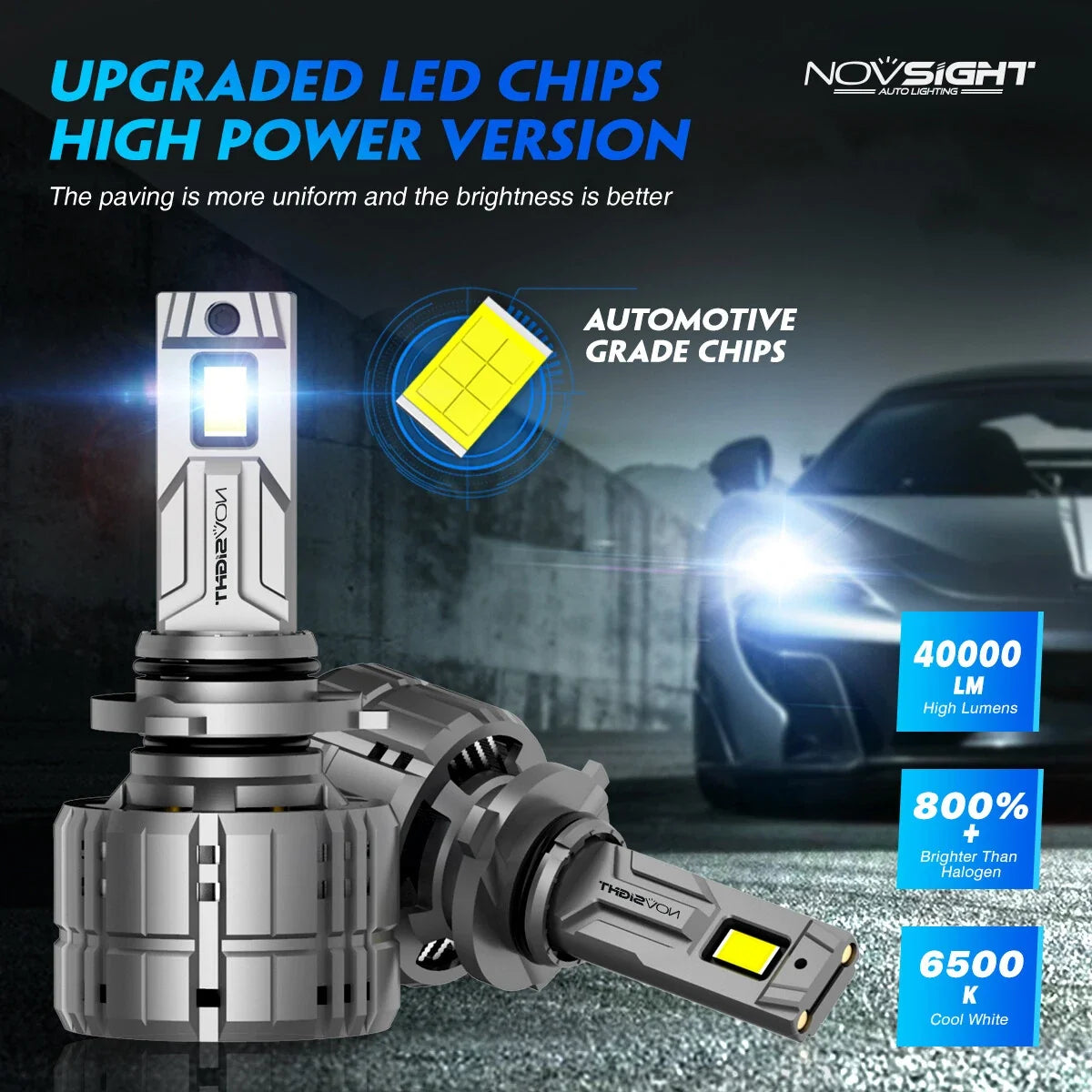 4X 9005 HB3 9006 HB4 LED Headlight Bulb Combo for Universal Fit (6500K)