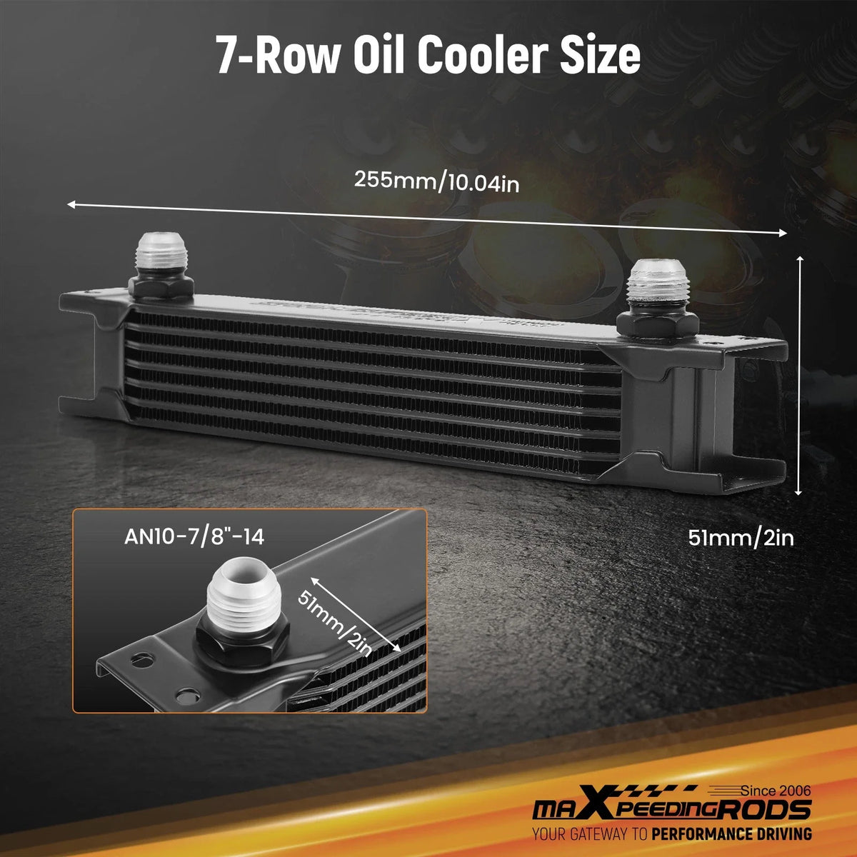 7 Row Oil Cooler Kit for Universal Applications - 10AN, Aluminum, Black