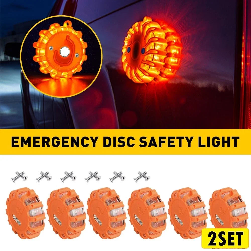 2X LED Safety Flare Warning Disc Strobe Beacon for Universal Use