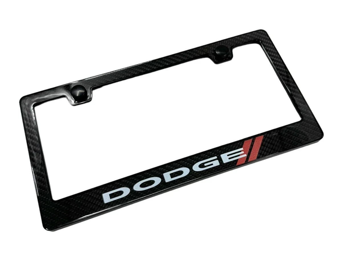 Stripe ABS Real Carbon Fiber License Plate Frame for Dodge (2015–2024)