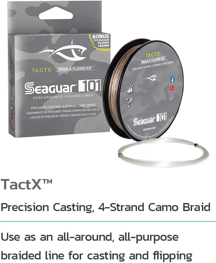20lb Braided Fishing Line & Fluoro Kit for TactX Camo (150yds)