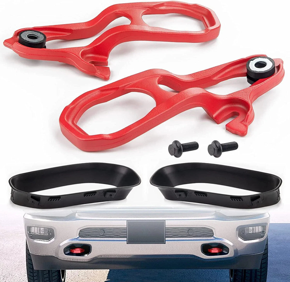 Set of 2 Heavy Duty Front Tow Hooks w/ Hardware for Dodge Ram 1500 (2019–2022)
