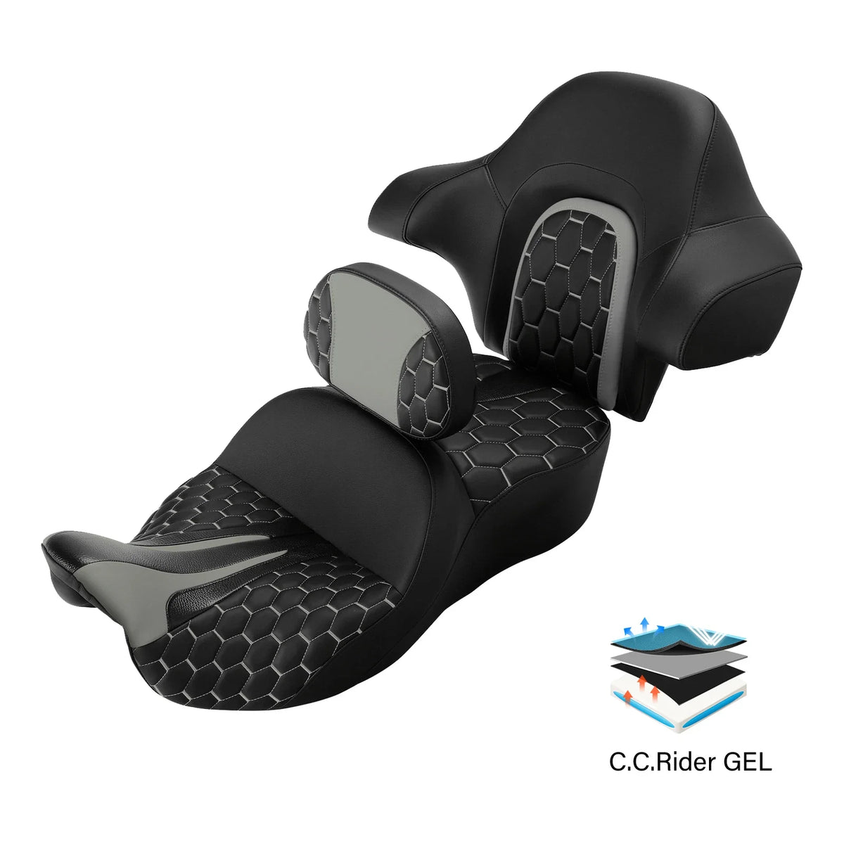 Gel Seat Backrest for Harley Touring Street Glide (2014–2023)