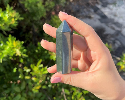 2X Natural Hematite Tower Tip Obelisk Crystal Specimen Decor