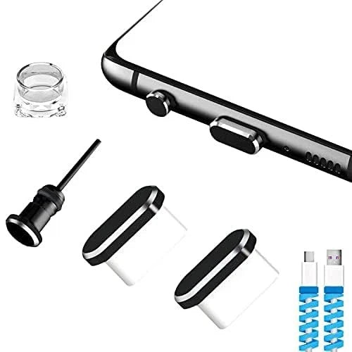 2X USB C Dust Plugs for Charging Port Cover Caps - Black