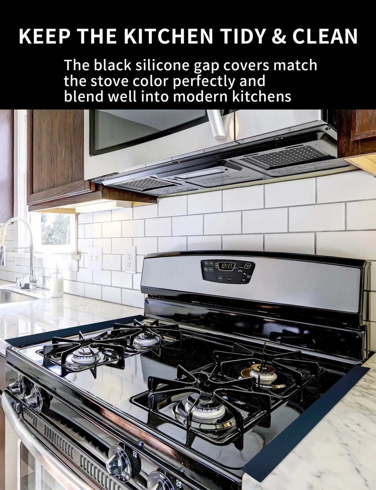 30 Inch Black Stove Gap Cover for Kitchen (30)