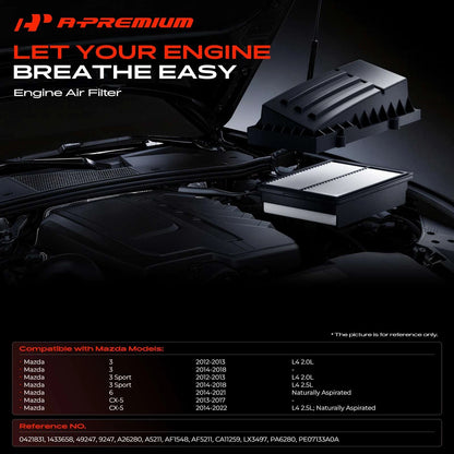 2X Engine Air Filter for Mazda CX-5 (2013–2022), 3 (2012–2018), 6 (2014–2021) - 49247, LX3497, AF1548