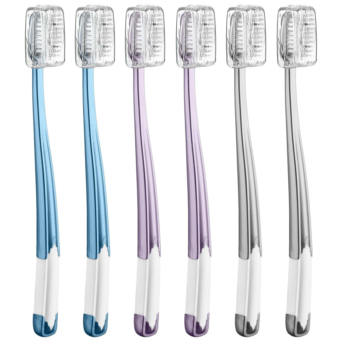6X Soft Toothbrushes for Adults with Travel Covers