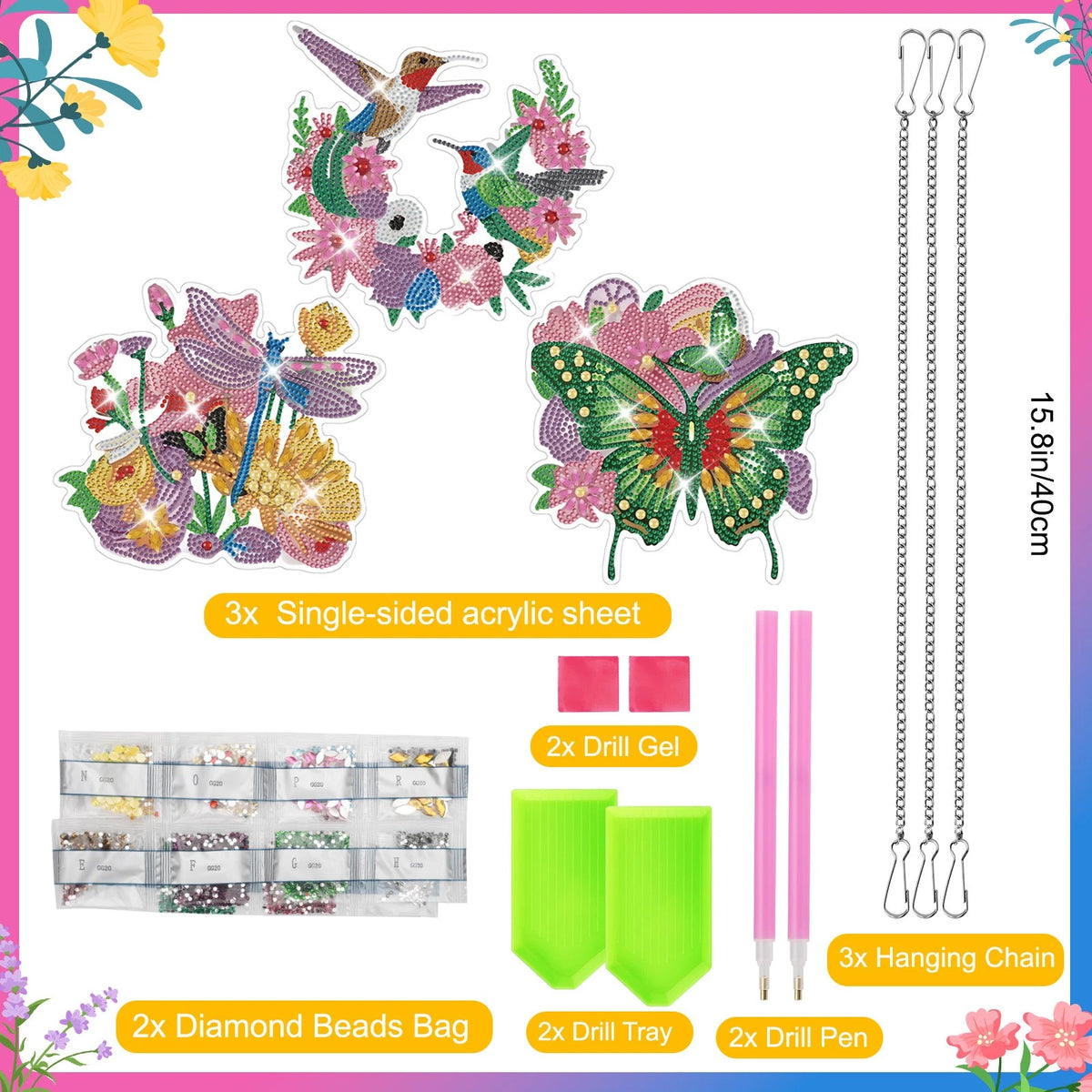 3X DIY Diamond Painting Suncatcher Set for Home Decor