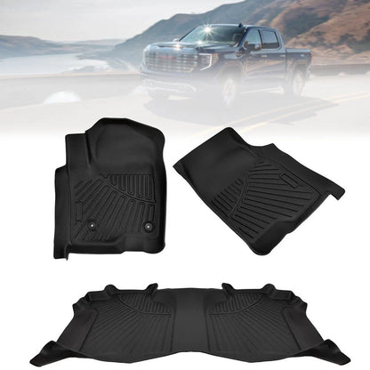 Set of 3 All Weather Floor Mats for GMC Sierra 1500 Crew Cab (2019–2025)