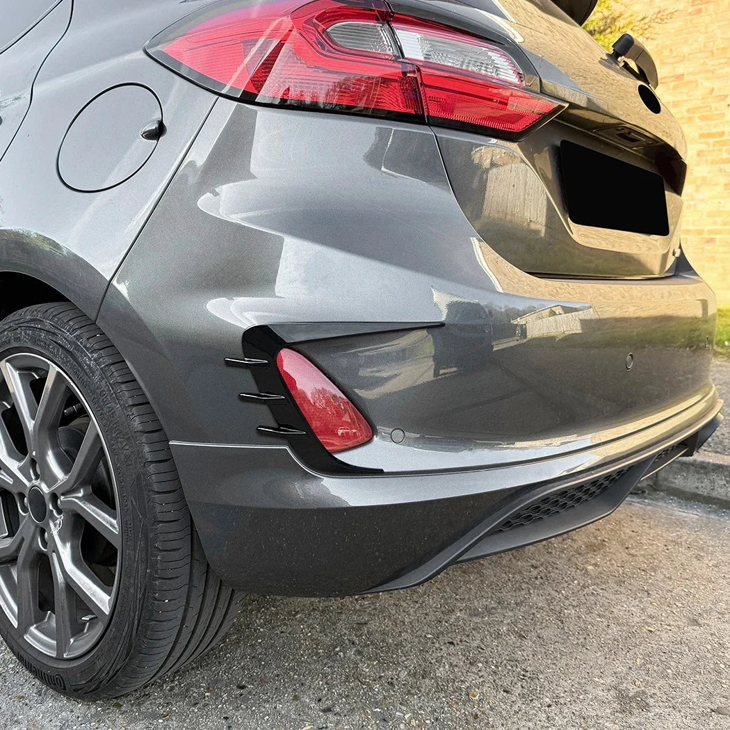 2Pcs Gloss Black Rear Bumper Side Spoiler Vent Trim Canards for Ford Fiesta (2018)