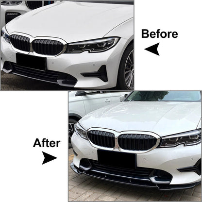 Front Bumper Lip Spoiler Splitters for BMW 3 Series G20 G21 (2019–2022)
