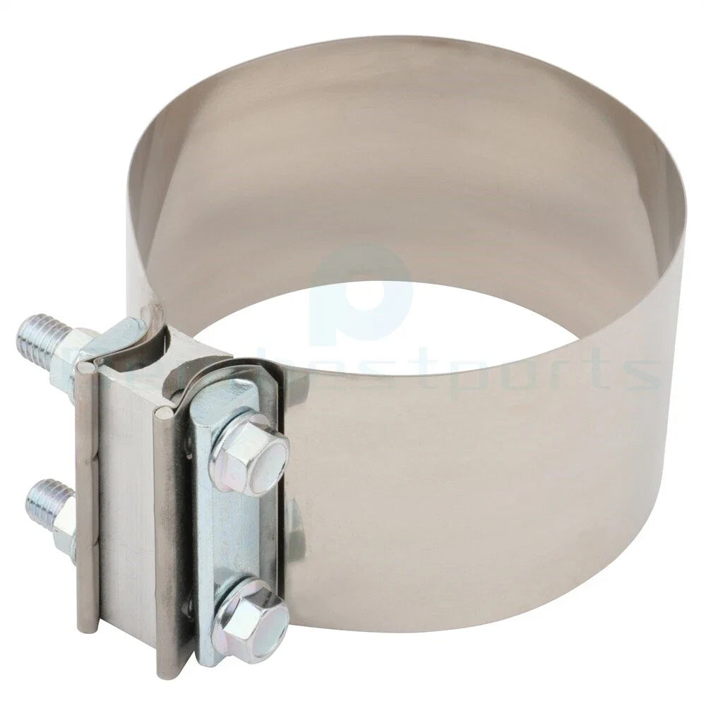 2X 5" Universal Zinc Plated Iron Butt Joint Band Exhaust Clamp