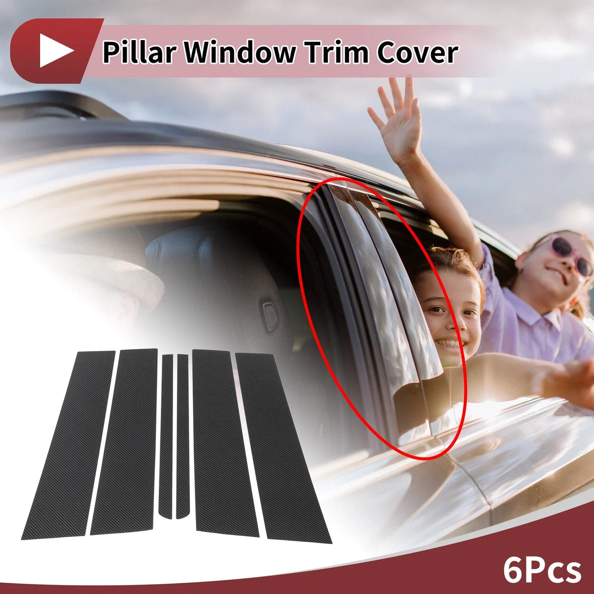 Door Pillar Window Trim for Ford Explorer (2011–2019) Carbon Fiber Black