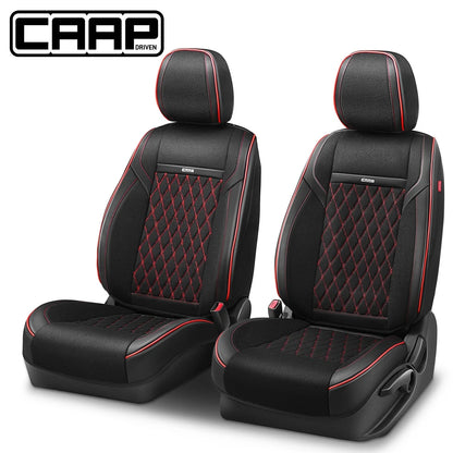 Set of 2 Diamond Stitch Mesh Fabric Front Seat Covers for Universal Fit