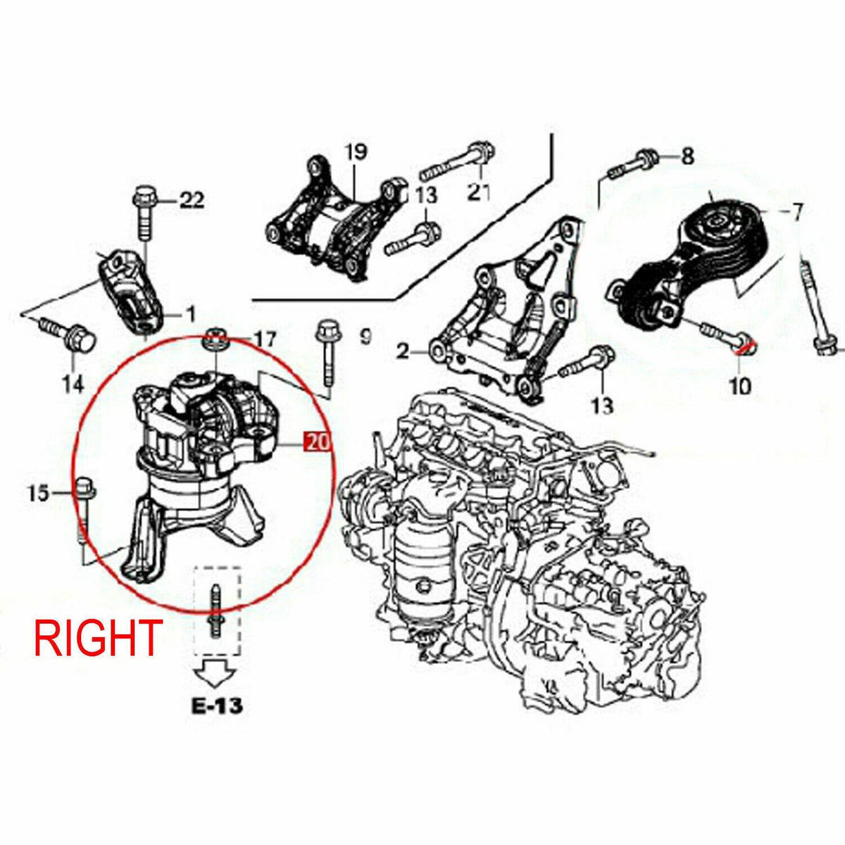 Front Engine Motor Mount Bracket for Honda Civic (2012–2014) A65031HY