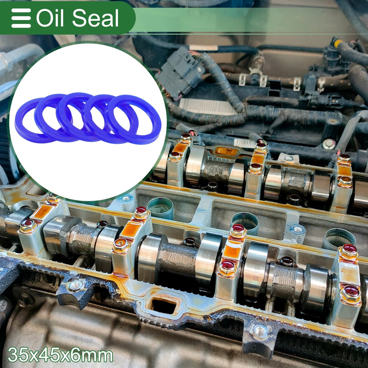 Set of 5 Oil Seal Rotary Shaft Seal 35x45x6mm TPU High Pressure