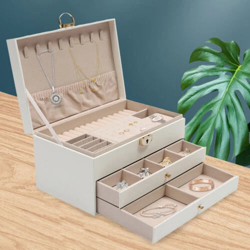 3 Tier Watch Box Jewelry Organizer Case with Drawer