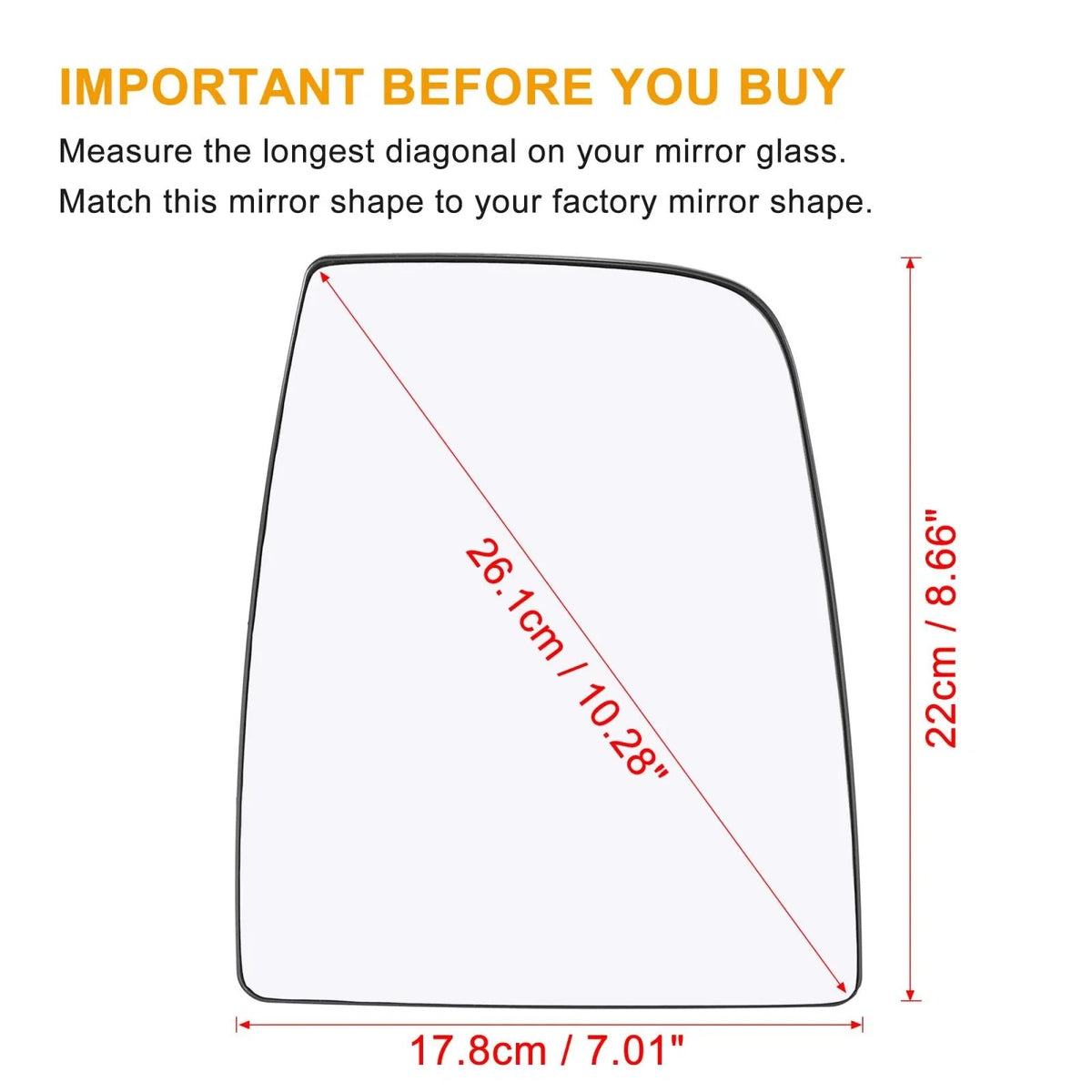Heated Rearview Right Side Mirror Glass w/ Backing Plate for Ford Transit (2015–2020)