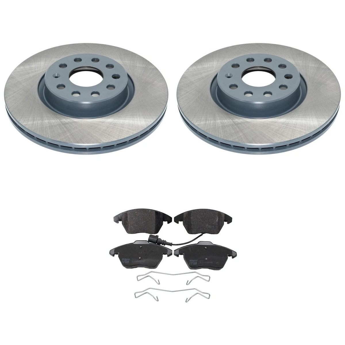 DuraGo Front Rotors & TRW Pro Low-Metallic Brake Pad Kit for Audi A3 TT Quattro Eos GTI (2006–2013)