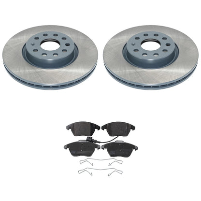 DuraGo Front Rotors & TRW Pro Low-Metallic Brake Pad Kit for Audi A3 TT Quattro Eos GTI (2006–2013)