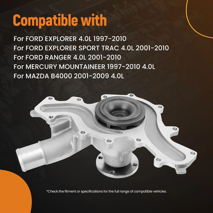 Water Pump for Ford Explorer V6 4.0L (1997–2010), Mustang (2005–2010), Ranger, Mazda, Land Rover