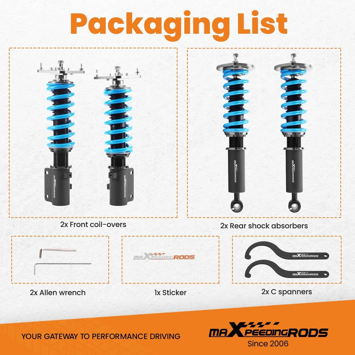 Set of 2 Coilovers for Mazda RX-7 (1986–1992) 24 Way Damper Lowering Kit