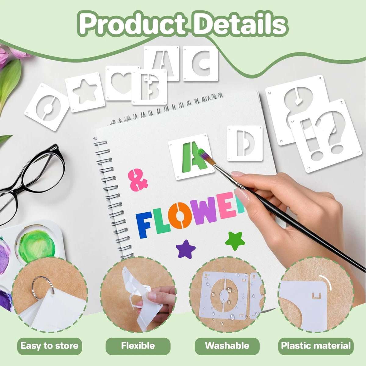 80 Pcs Letter and Number Stencils for Crafting (1 Inch & 2 Inch)