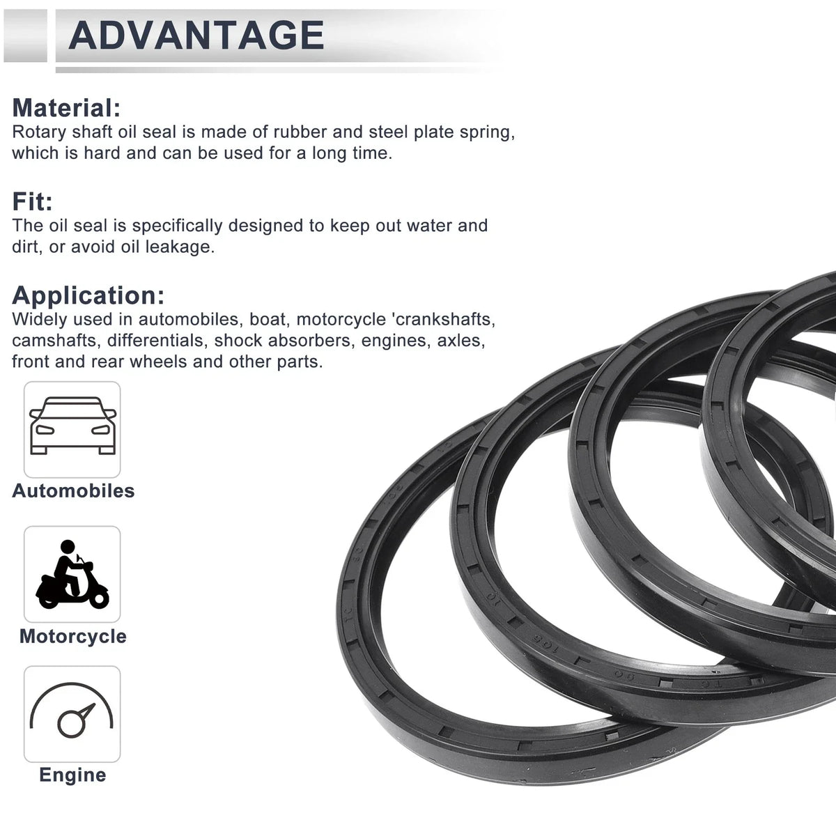 Set of 5 Oil Seal Ring 90x105x10mm for Rotary Shaft