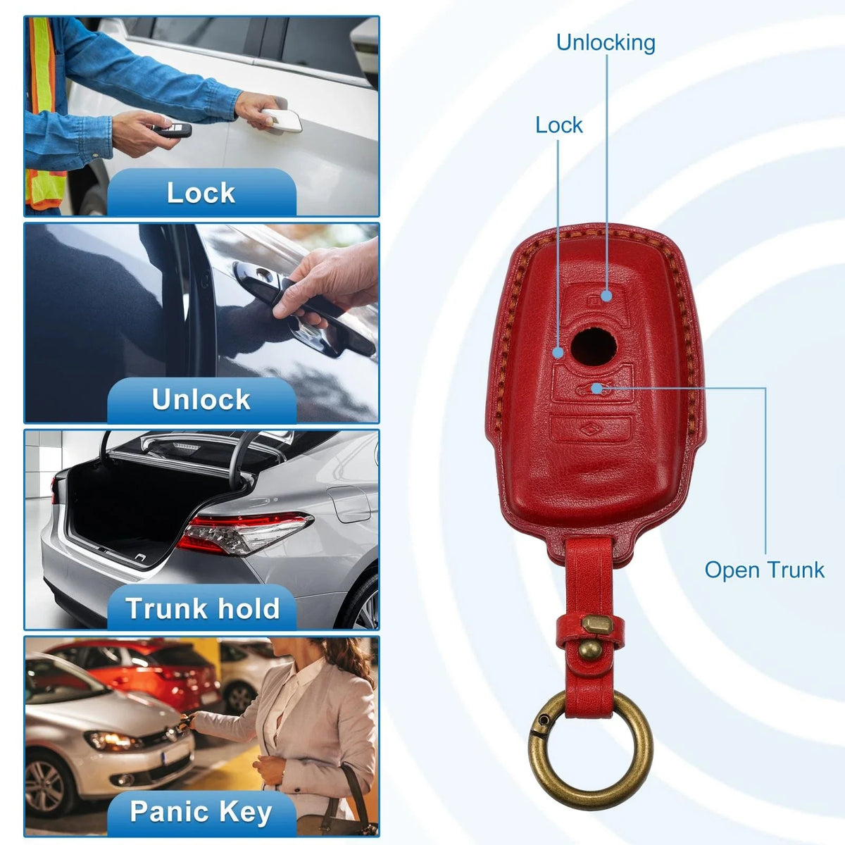 Car Remote Key Fob Case Cover 4 Button for BMW  - Blue