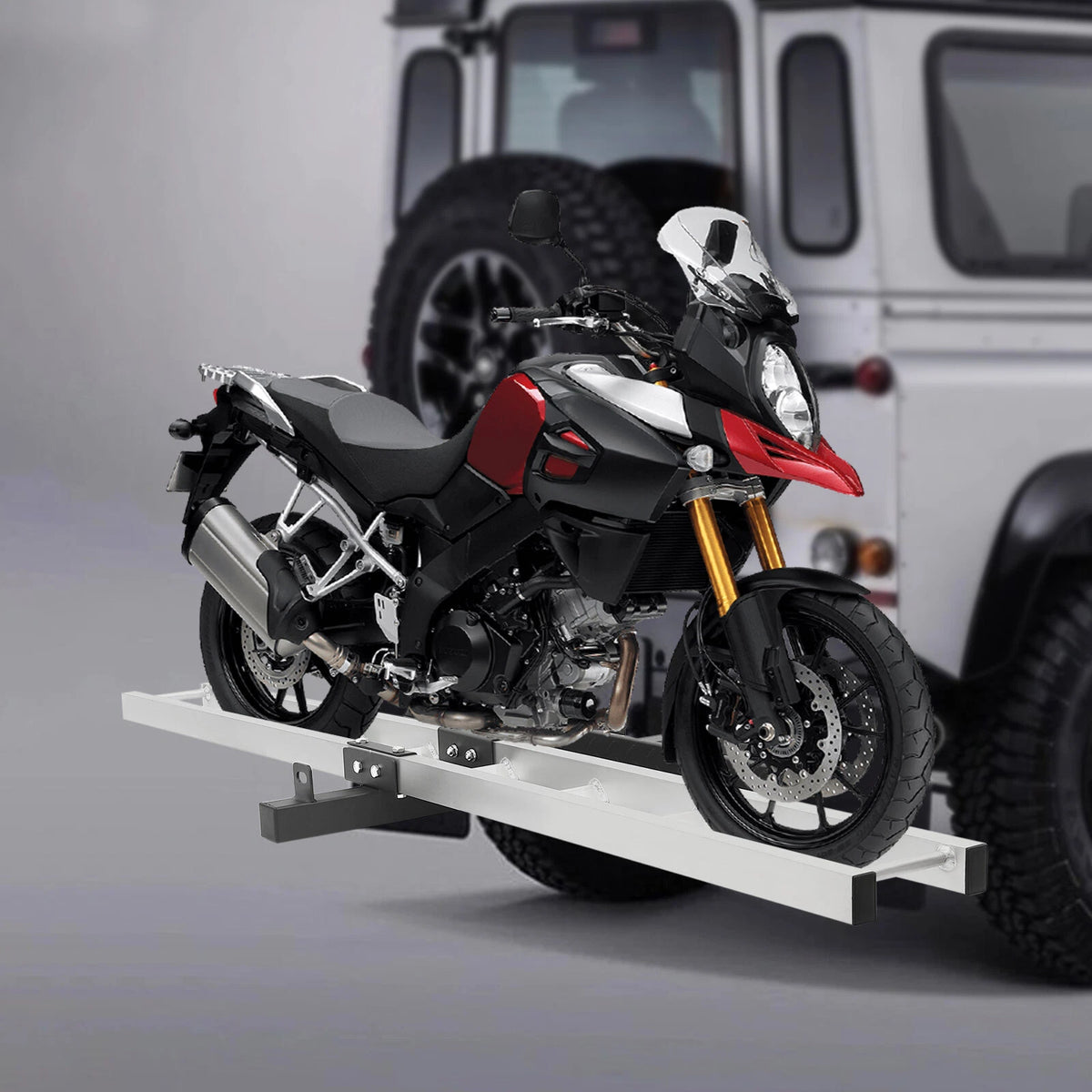 Hitch-mounted Carrier Motorcycle Bracket with Ramp for 500LBS Dirt Bike
