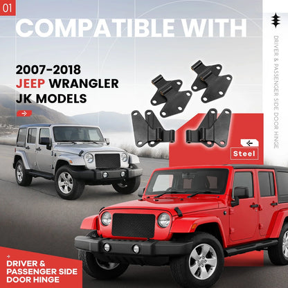 Set of 8 Door Hinge Replacements for Jeep Wrangler JK (2007–2018)