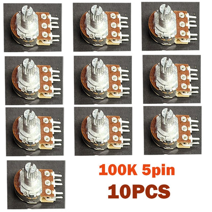 10Pcs 5 Pin Potentiometer WH148 for Various Applications