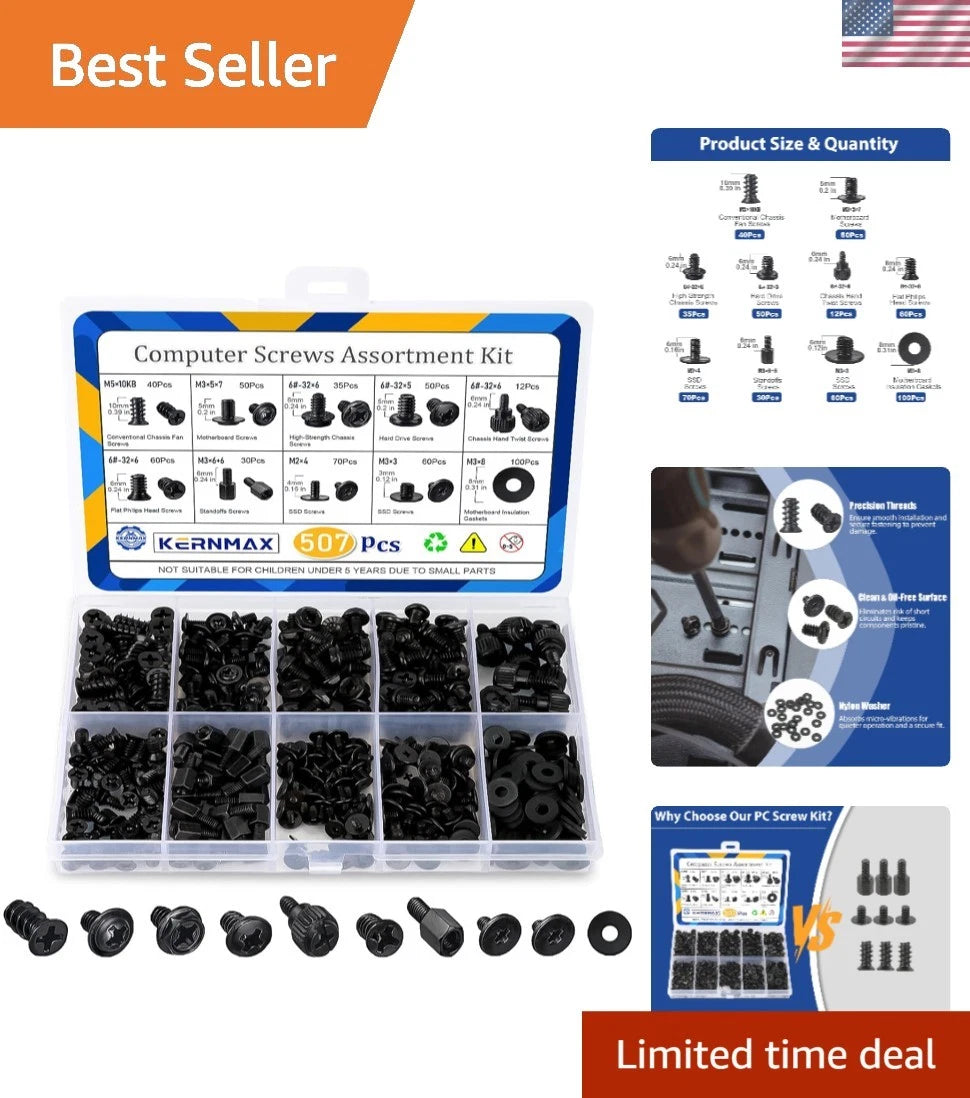 507-Piece Computer Screw Kit with Black Oxide Finish