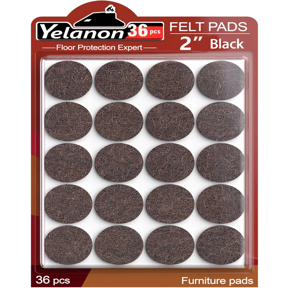 36 Pcs 2 Inch Brown Felt Furniture Pads Self-Stick Floor Protectors
