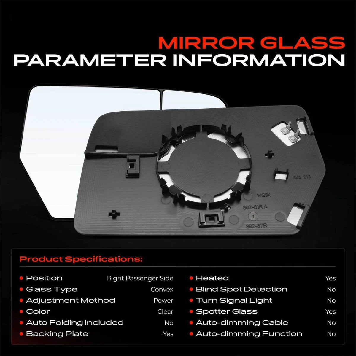 Power Mirror Glass with Spotter & Heated for Lincoln (CL1Z17K707A, FO1325160)