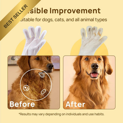20 Pack Pet Cleaning Wipes for Dogs, Cats, Horses - Deodorizing Glove Wipes